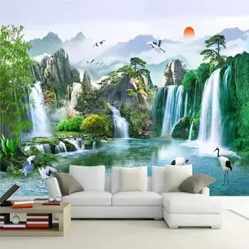 Обои Водопады Природа Пейзаж Настенная роспись Гостиная Телевизор Кабинет Классические обои 200 cm(W) x 140 cm(H)
