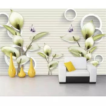 Обои в скандинавском стиле, простые модные 3d обои с цветком лилии, домашний декор, гостиная, спальня, 3d настенная фреска 200 cm(W) x 140 cm(H)