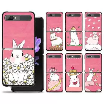Оболочка телефона для Samsung Galaxy Z Flip3 5G Z Flip 4 Чехол для Galaxy Z Flip Hard Pc Capa Чехол Цветок Любовь Розовый Милый Кролик Samsung Z Flip4