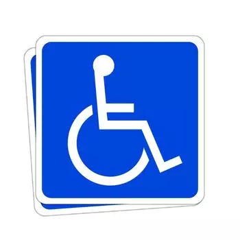Оборудование для инвалидов. Магнитная наклейка с высокой устойчивостью к погодным условиям. Светоотражающий тип. Международный символ. Маркировка 100X100 мм. Комплект из 2 шт. (инвалидная коляска)
