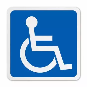 Оборудование для инвалидов. Наклейка с международным символом. Высокая устойчивость к атмосферным воздействиям. Прочный и надежный клей. Подходит для использования на открытом воздухе. Наклейка для