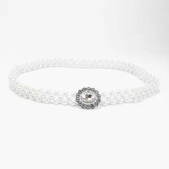 Обработанная женская жемчужная поясная цепочка, милое платье, эластичный эластичный пояс, женское украшение