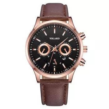 Обработка на заказ модные мужские часы с тремя глазами и шестью штифтами, календарный ремень, мужские часы, кварцевые часы