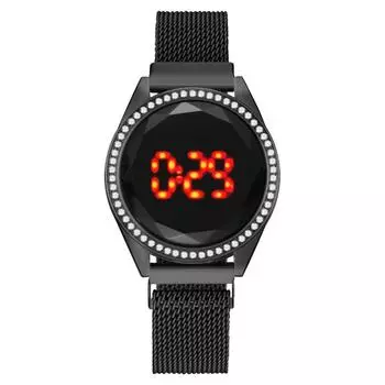 Обработка на заказ модные женские часы с сенсорным экраном и инкрустированным бриллиантами женские часы с ленивым магнитом железный магнит электронные часы белый