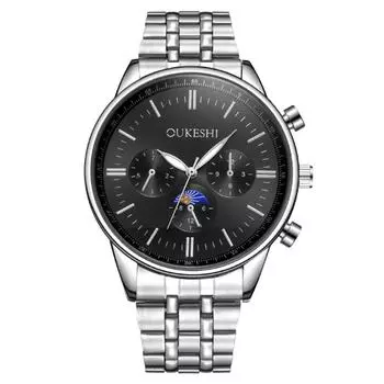 Обработка на заказ водонепроницаемые модные мужские часы с тремя глазами, мужские часы, кварцевые часы со стальным ремешком