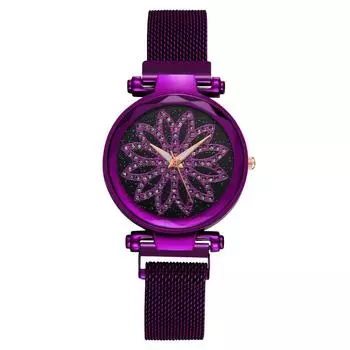 Обработка на заказ время приходит и уходит женские часы с цветочным бриллиантом женские часы железный магнит кварцевый магнит красный