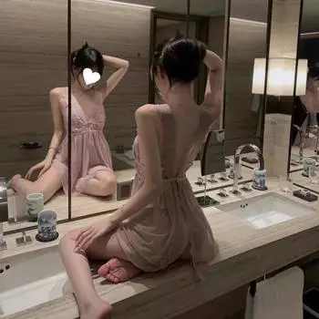 Обратное столкновение * Стиль Чистое Желание Глубокий V-образный вырез Открытая спина Белый Сексуальный Фиолетовый Премиальное Кружево average size [80-60kg]