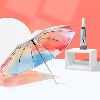 Обратный автоматический безопасный зонт без упругой спинки, градиентные цвета, стоячие автомобильные зонты от дождя, женские 8 К, ветрозащитный солнцезащитный УФ-зонтик