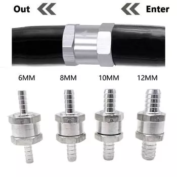 Обратный обратный клапан для топлива 6/8/10/12 мм, алюминиевый сплав, бензин, дизельное топливо, вода, топливопровод, один путь для Peugeot Renault