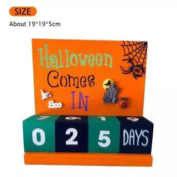 Обратный отсчет Календарь Блок Хэллоуин Домашний Креативный Настольный Деревянный Адвент Календарь 3D Деревянный Головоломка Украшение Настольный Орнамент
