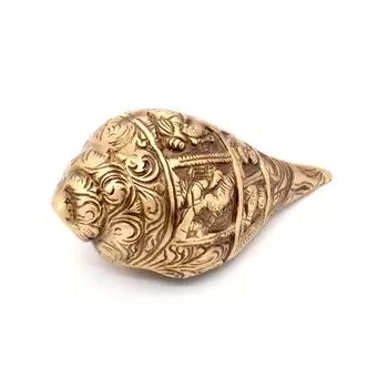 Образец латунного хвостовика Ганеши, привлекательная латунная раковина для храма/дома, хвостовик для пуджи, предметы украшения мандира, стандарт, упаковка из 1 шт. золотистый