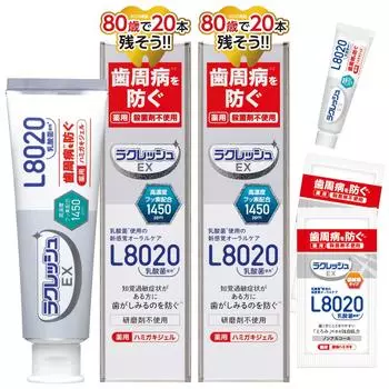 Образец упаковки GEX Lacleche EX Лечебная зубная паста-гель L8020 с молочнокислыми бактериями 80 г Содержит высококонцентрированный фторид Без бактерицидов Для людей