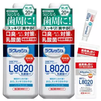 Образец упаковки Gex Ополаскиватель для полости рта Lacreche L8020 с молочнокислыми бактериями, 450 мл. Усиленный вкус яблока и мяты. Без бактерицидов. Гипоаллергенный. Тщательно прополоскать. Очистить.