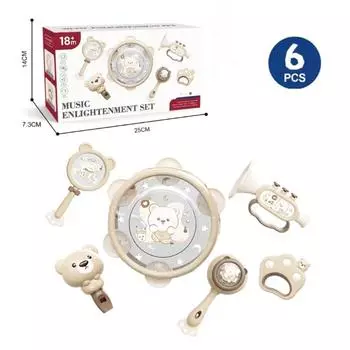 Образование в раннем детстве Ручной барабан Мультяшный медведь Шейкеры-погремушки Для 0-12 месяцев