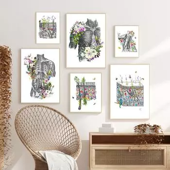 Образовательная анатомия человеческой кожи, медицинское искусство, холст, живопись, постеры, принты, настенная картина, офис, клиника, домашний декор 21x30cm No Framed