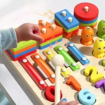 Образовательная геометрическая фигура, игра-головоломка, строительные блоки, практические навыки 4in1