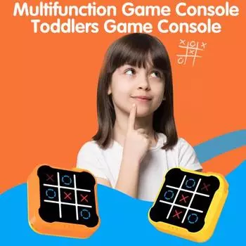 Образовательная игровая консоль XO, игрушка, многофункциональная головоломка, шахматы, игра на память, 3 в 1, интерактивная, электрическая оранжевый