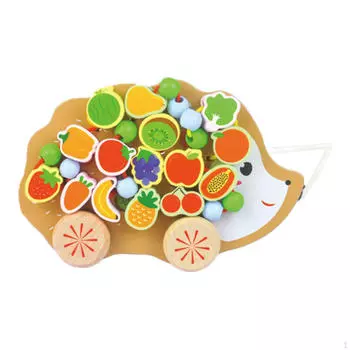 Образовательная игрушка для дошкольников по методу Монтессори Фрукты Овощи Фрукты Бусины Нанизывание Деревянные Шнуровки Бусины Hedgehog