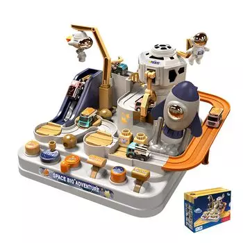 Образовательная игрушка Игрушка Космическое приключение Образовательная головоломка 3 Мини-машинки Инерционная железная дорога Космическая ракета Астронавт Космический набор Блок Кран Подарок