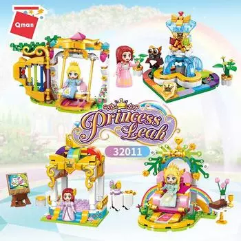 Образовательные кубики Игрушки Подарочные просветления 32011 Leah Princess Flower Language Rainbow Dream Building Blocks Girl DIY