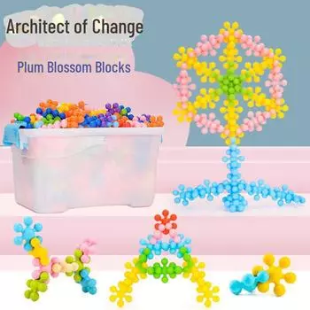 Образовательные строительные блоки для детей: Пазл «Снежинки» из 200 деталей «Цветок сливы» для детей 3–4 лет 50 pieces + PP bag + drawing