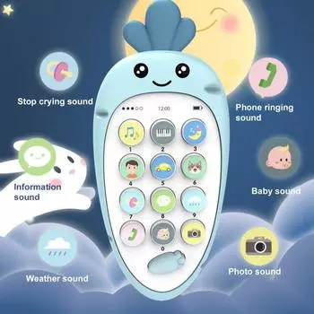 Образовательный мобильный телефон износостойкий погодо-звуковые эффекты пластик премиум мини-редиска раннее образование для детей синий