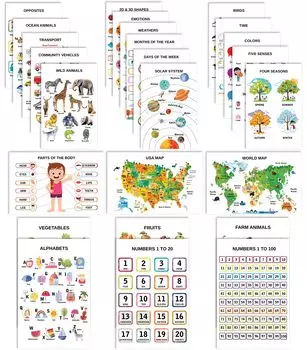 Образовательный плакат Traceease для начальной школы, упаковка из 25 ламинированных обучающих плакатов для детей 8.5 x 11 inches белый