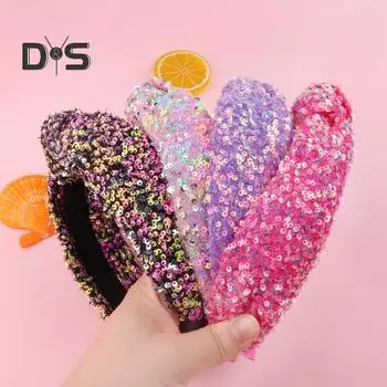 Обруч для волос для девочек, нарядная сверкающая радужная повязка на голову, аксессуары для волос, повязка на голову для девочки на день рождения, подарок жёлтый