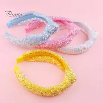 Обруч для волос для девочек, нарядная сверкающая радужная повязка на голову, аксессуары для волос, повязка на голову для девочки на день рождения, подарок фиолетовый