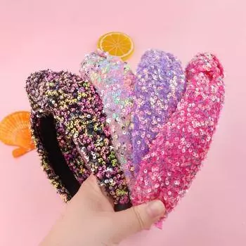 Обруч для волос для девочек, нарядная сверкающая радужная повязка на голову, аксессуары для волос, повязка на голову для девочки на день рождения, подарок фиолетовый