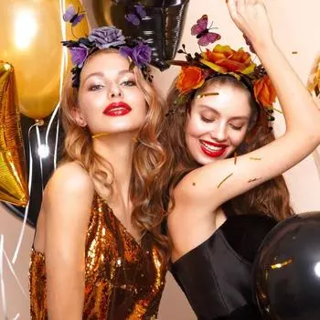 Обруч для волос на Хэллоуин, имитация роз, бабочки, декоративная повязка на голову, эластичный головной убор, костюм для косплея, аксессуар для вечеринки оранжевый