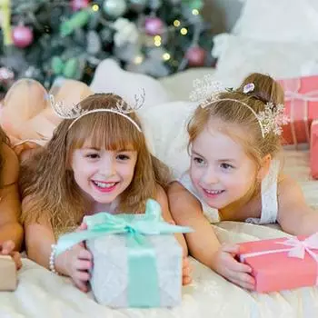 Обруч для волос на рождественскую тему с инкрустацией из стразов, буквами, снежинками, рогом оленя, эластичная повязка на голову, аксессуары для волос