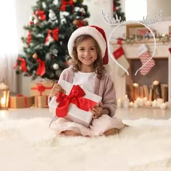 Обруч для волос на рождественскую тему с инкрустацией из стразов, буквами, снежинками, рогом оленя, эластичная повязка на голову, аксессуары для волос 1