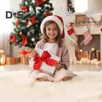 Обруч для волос на рождественскую тему с инкрустацией из стразов, буквами, снежинками, рогом оленя, эластичная повязка на голову, аксессуары для волос 1