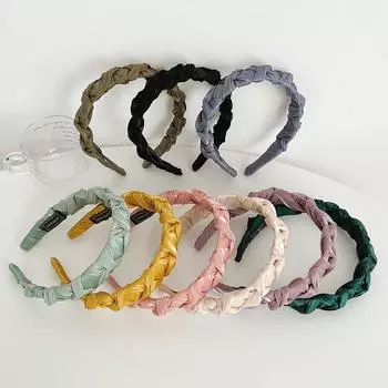 Обруч для волос, намотка, шелковые плиссированные аксессуары для волос, ретро, простой, элегантный, яркий 17*3cm чёрный