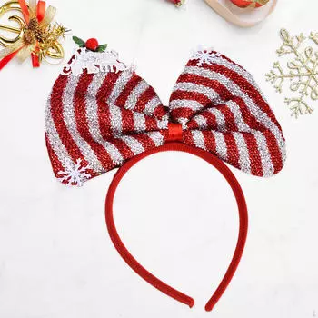 Обруч для волос с бантом Рождественская повязка на голову Головной убор Веселое украшение на голову Рождество для Red White Stripe