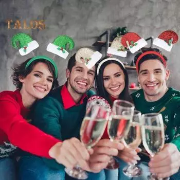 Обруч для волос с блестками, рождественская шляпа, декоративная повязка на голову с весенним дизайном, универсальные заколки для волос, повязка для волос для рождественской вечеринки, косплей красный