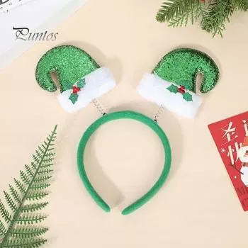 Обруч для волос с блестками, рождественская шляпа, декоративная повязка на голову с весенним дизайном, универсальные заколки для волос, повязка для волос для рождественской вечеринки, косплей красный