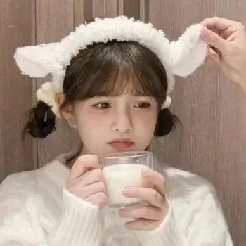 Обруч для волос с дизайном овечьих ушей, плюшевая повязка на голову с бантом и колокольчиком, белая повязка для волос, аксессуары для мытья волос A