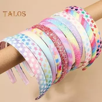 Обруч для волос с градиентным цветом для девочек, блестящая повязка на голову со звездами и сердечками, украшение для детской вечеринки, аксессуары для волос A