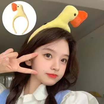 Обруч для волос с изображением маленькой желтой утки, забавный декор в виде животных, детская повязка на голову, заколка для волос для девочек, детский подарок A
