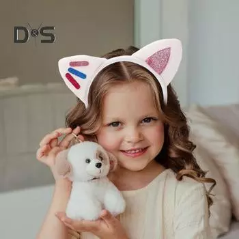 Обруч для волос с кошачьими ушками, плюшевые блестки, украшение для кошачьей вечеринки, повязка на голову, принадлежности для дня рождения, универсальные аксессуары A