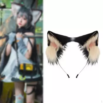 Обруч для волос с кошачьими ушками, плюшевая повязка для волос ручной работы для ролевых игр, сувениров для вечеринок, праздников