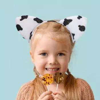 Обруч для волос с леопардовым узором, декор для ушей, повязка на голову для рождественской вечеринки, повязка на голову с изображением животных, тканевый головной убор