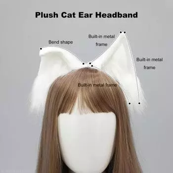 Обруч для волос с плюшевыми кошачьими ушками, эластичный головной убор, искусственные уши животных ручной работы, металлическая оправа, гибкая повязка на голову, аксессуары для фотосъемки на Хэллоуин розовый