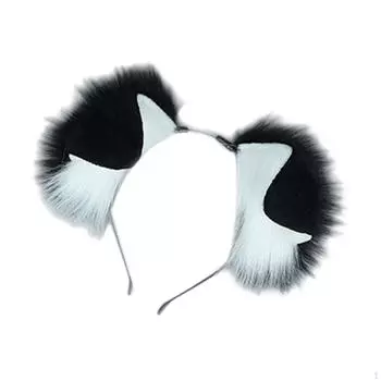 Обруч для волос с собачьими ушками, мультяшный головной убор для танцевальных праздничных вечеринок с животными Gray White