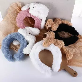 Обруч для волос шириной артефакта, мытье лица, повязка для волос, мультяшная плюшевая повязка на голову, женские аксессуары для волос