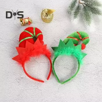 Обруч для волос в стиле эльфа, яркие цвета, плюшевая нижняя часть шляпы, декоративная повязка на голову, украшение для волос на Хэллоуин, Рождество, эльф зелёный