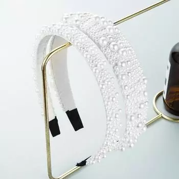 Обруч для волос, женский размер, повязка на голову с жемчугом и тонкими краями, головной убор OneSize