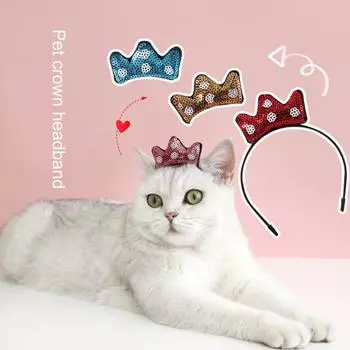 Обруч из кошачьей шерсти Блестящий визуальный эффект Блестки Дизайн Безопасный для кожи Легкое в носке сверхлегкое платье розовый